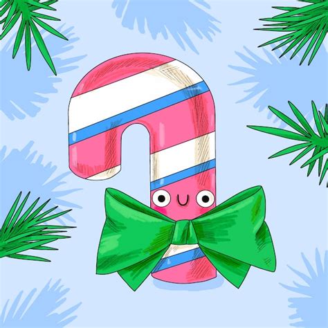 Free Vector Hand Drawn Candy Cane Cartoon Illustration