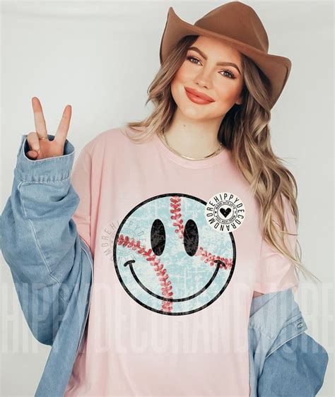 Baseball Png Smiley Face Png Retro Smiley Face Sublimation Distressed