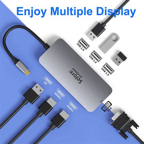 Selore Multiple Display Usb C Docking Station To Dual Hdmi 4k 7 In 1