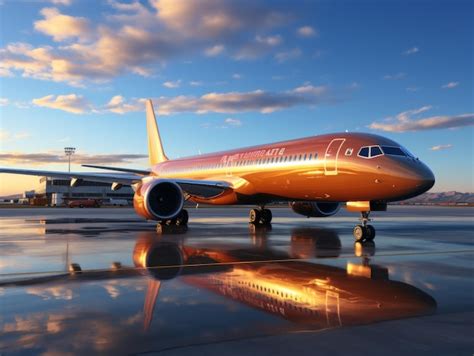 Premium Photo Airplane Parked On Tarmac At Sunset