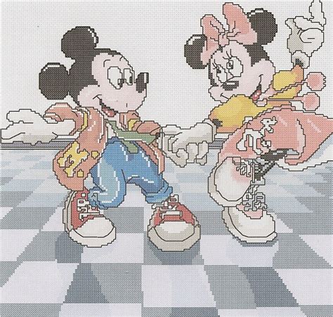 Mickey Mouse And Minnie Mouse Cross Stitch Pattern Pdf File Only Etsy