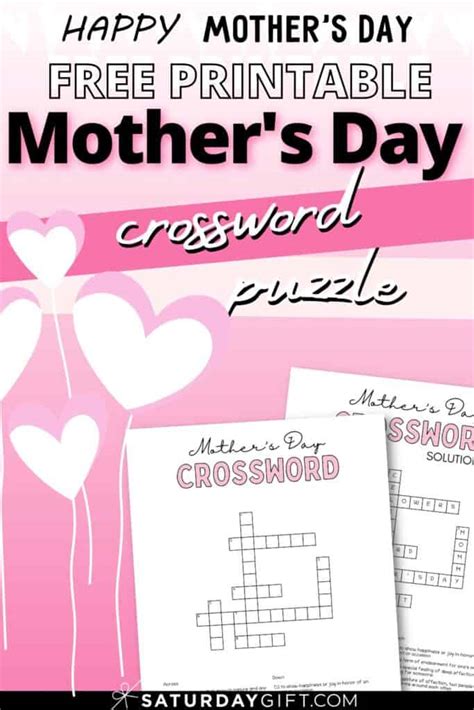 Mother S Day Crossword Puzzle Cute Free Printable Saturdaygift