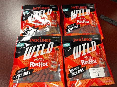 Lot FOUR NEW BAGS OF JACK LINKS WILD RED HOT CHICKEN STICK BITESEXP