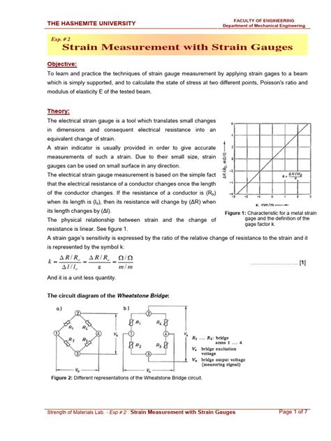 Manual Strain Measurement With Strain Gauges Pdf Bending Young