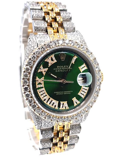 Rolex Datejust Diamond Iced Out Mm Two Tone Jubilee Band