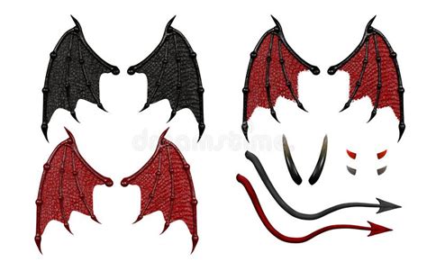 3d Render Realistic Isolated Demon Wings Pair Of Devil Wings Horns