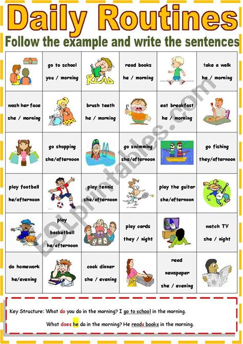 Present Simple Daily Routines English Esl Worksheets Pdf Hot Sex Picture