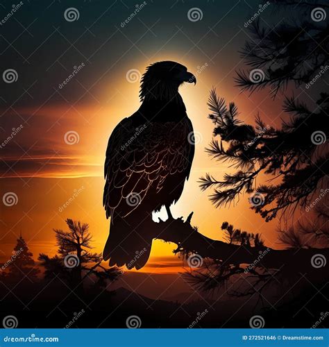 Silhouette of Eagle at Sunset. Generative AI Stock Photo - Image of ...