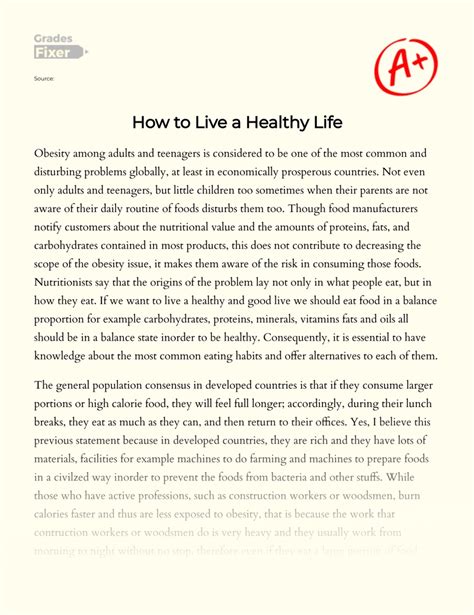 A Key To Having A Healthy Life Eating Habits [essay Example] 986 Words