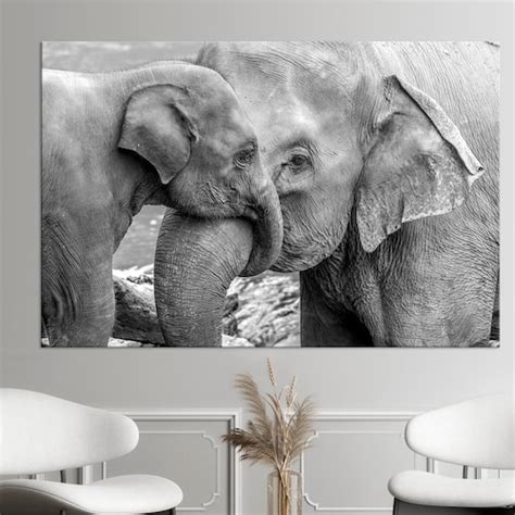 African Elephant Baby and Mom Canvas Print Animals Print Fine - Etsy