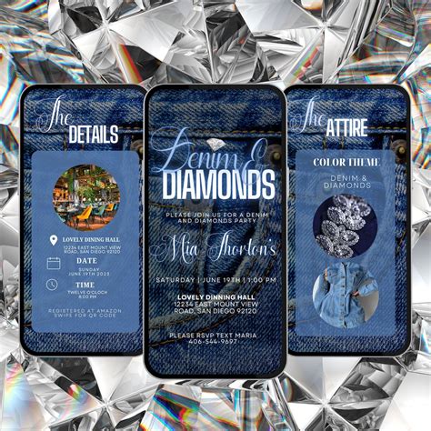 Denim And Diamonds Invitation Denim Invitation Diamonds And Denim