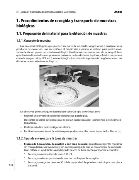 Procedimientos De Recogida Y Transporte De Muestras Biol Gicas