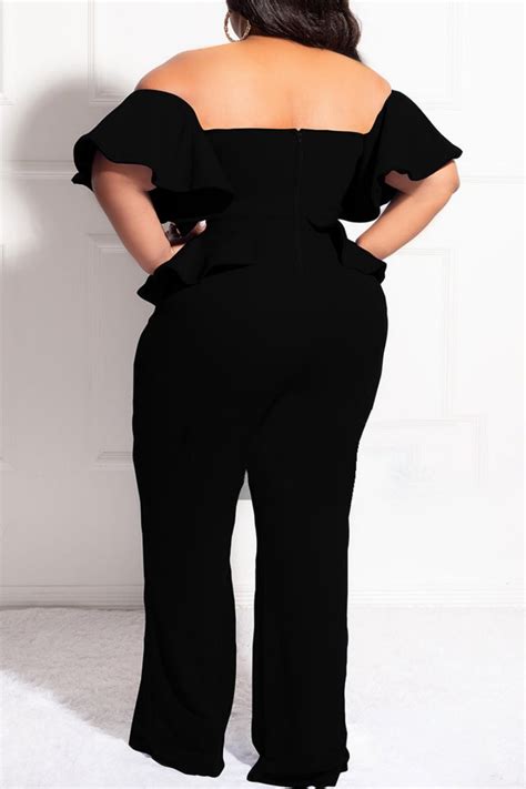 Wholesale Black Sexy Casual Solid Backless Off The Shoulder Plus Size