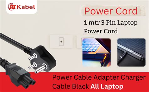 At Kabel 1 Mtr Power Cord 3 Pin Laptop Power Cord Power Cable Adapter