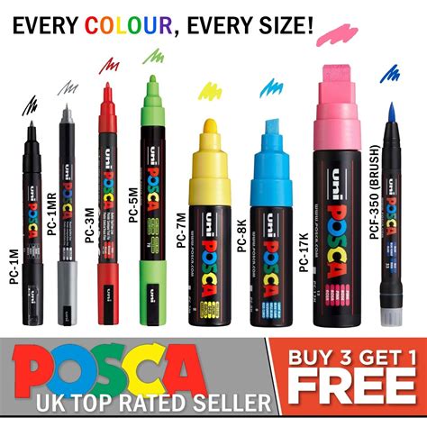 UNI POSCA Paint Pens Art Markers PC 1M PC 1MR PC 3M PC 5M PC 8K PC