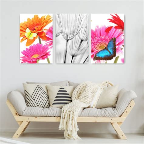 Quadro Decorativo Flores Borboletas 115x57 Sala Quarto Elo7