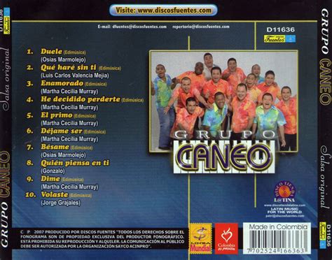 Car Tula Trasera De Grupo Caneo Salsa Original Portada