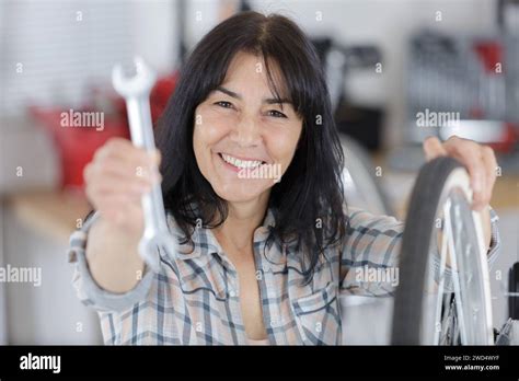 A Mature Woman Showing Spanner Stock Photo Alamy