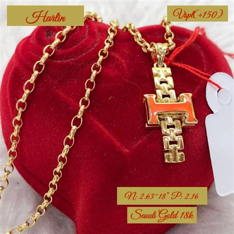 18k Saudi Gold Necklace Tauco Chain 18 Harlin Pendant Women S