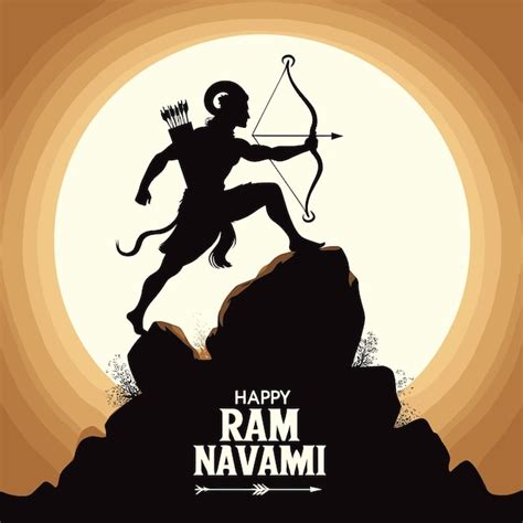 Feliz festival de Ram Navami de la India Señor Rama con diseño de