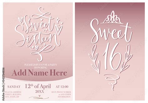 Sweet Sixteen Invitation Template For 16th Birthday Party Modern