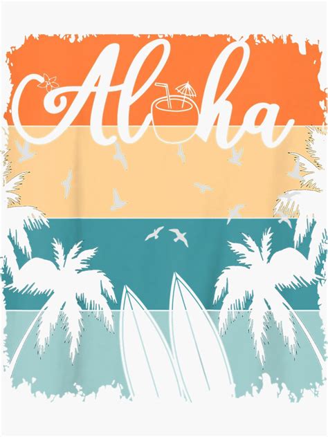 Pegatina Aloha Hawaii Hawaiian Island Palm Beach Tabla De Surf Vintage