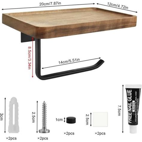 Porte Papier Toilette Bois Mural Support Papier Toilette Derouleur