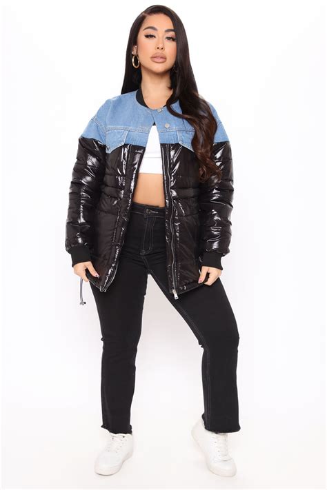 Style Icon Denim Puffer Jacket Black Fashion Nova Jackets And Coats