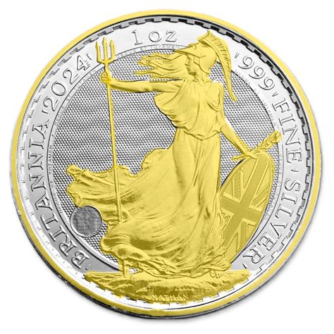 Stříbrná mince 1 oz Britannia 2024 Pozlacená Limitovaná edice