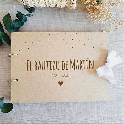 Libro De Firmas Bautizo Personalizado De Madera Modelo Confetti