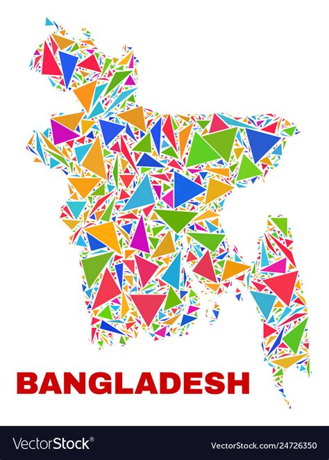 Bangladesh Map Mosaic Of Color Triangles Vector Image