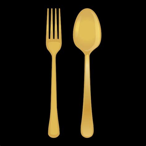 Premium Vector Golden Spoon And Fork