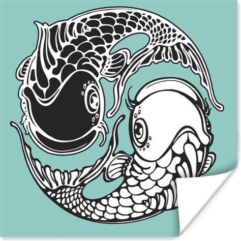 Illustration De Carpes Koi Formant Le Papier Affiche Signe Yin Yang