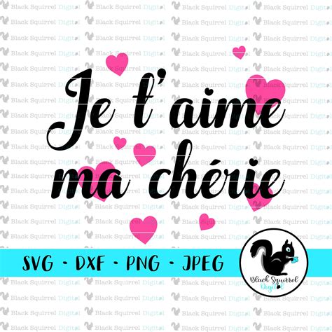 Je T'aime Ma Cherie Valentines Day SVG French Phrase I | Etsy