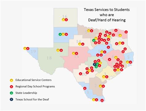 Texas Dhh Services Texas Education Service Centers Map Png Image