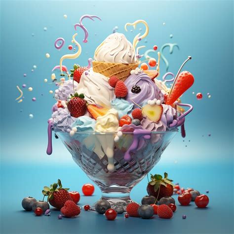 Premium Ai Image Ice Cream In Glass Bowl