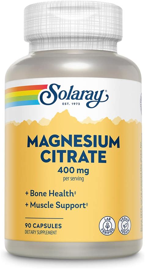 Solaray Citrato De Magnesio 400mg Vitaminas Para Mujer Y Hombre Pure