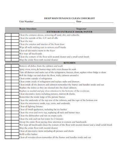 Free 10 Room Maintenance Checklist Samples Hotel Preventive Clean