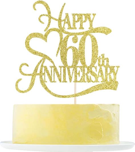 Amazon Gold Glitter 60th Anniversary Cake Topper 60 Wedding