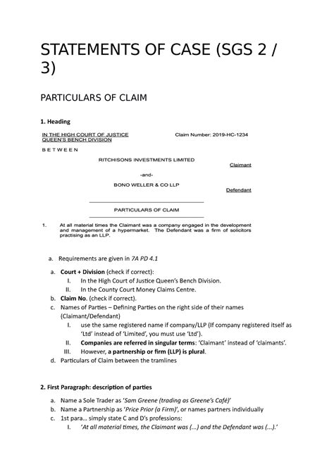 3 Statements Of Case Step By Step On Staments Of Case Exam Questions