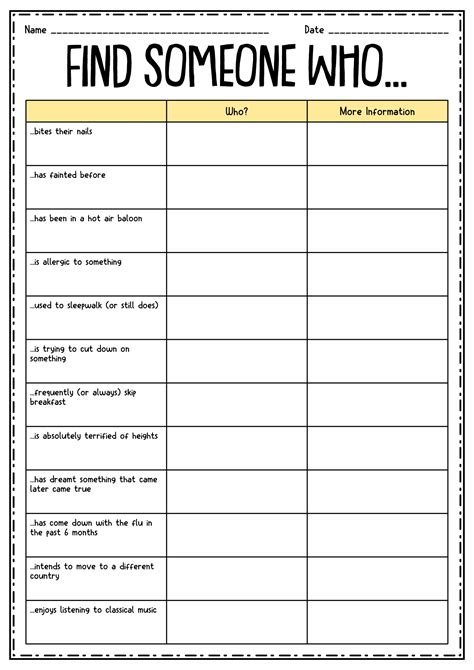 18 High School Icebreaker Worksheet Free PDF At Worksheeto