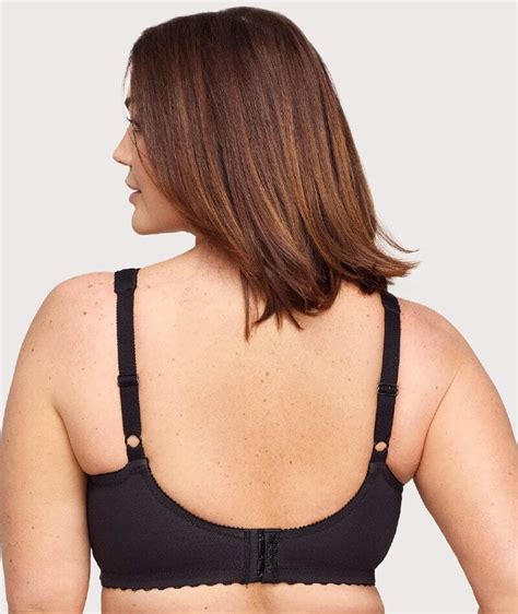 Glamorise Magiclift Cotton Support Wire Free Bra Black Curvy