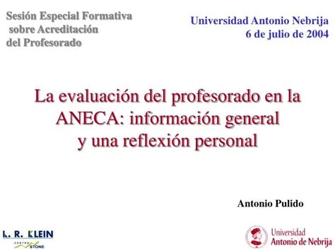 Ppt La Evaluaci N Del Profesorado En La Aneca Informaci N General Y