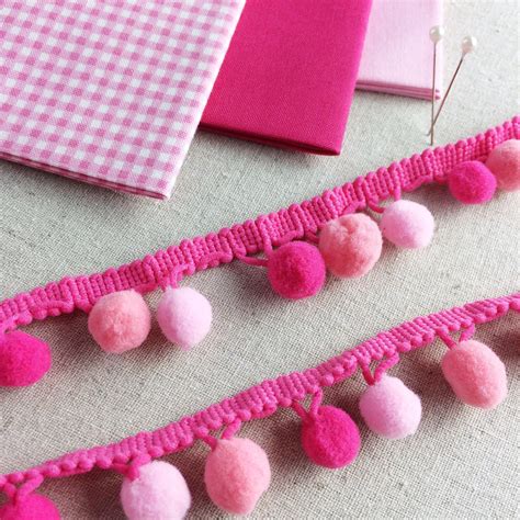 Pink Pom Pom Trim Multi Coloured Pom Pom Trim 13 Mm Pom Pom Etsy Pom Pom Trim Valentine