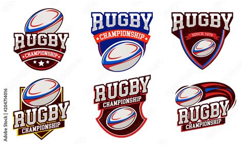 set Rugby logo badge design emblem Stock Vector | Adobe Stock