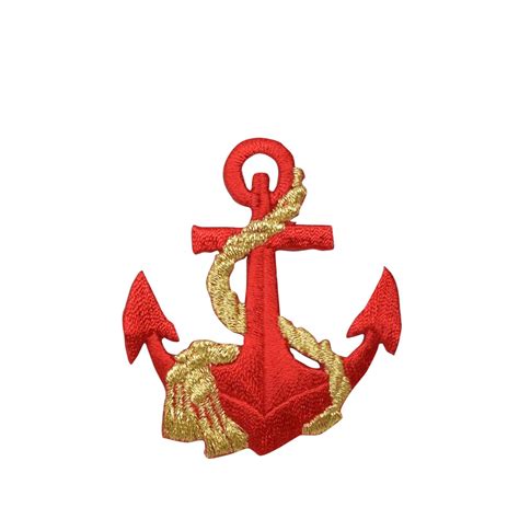 Nautical Red Anchor With Gold Rope Iron On Embroidered Patch Amazon