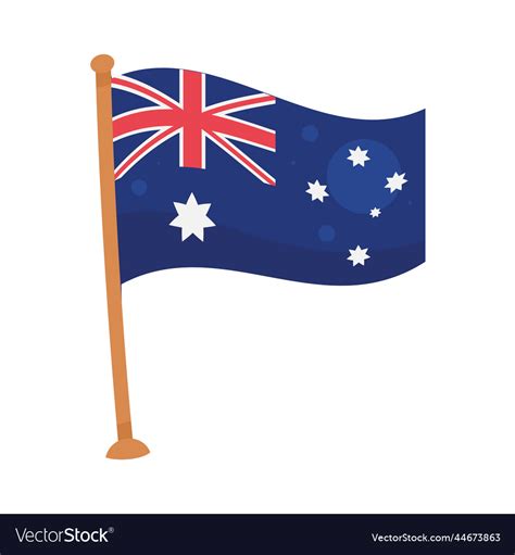 Australian Flag In Pole Royalty Free Vector Image