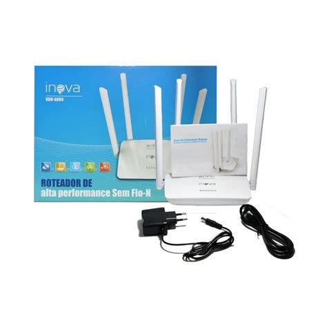 Roteador Inova 300 Mbps Branco E Preto Rou 6011 Wifi 4 Antena 110 220v