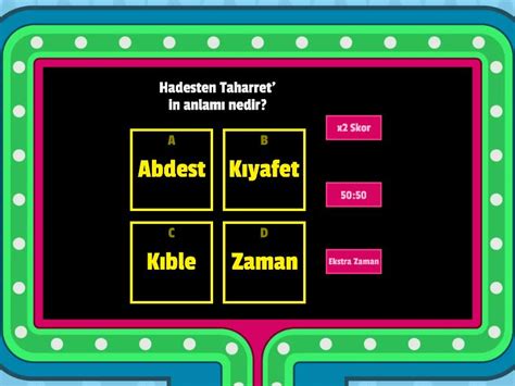 Din Kültürü 6 Sınıf Namazın Farzları Gameshow quiz