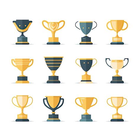 Premium Ai Image Trophy Cup Icons Set Flat Illustration Of Trophy Cup